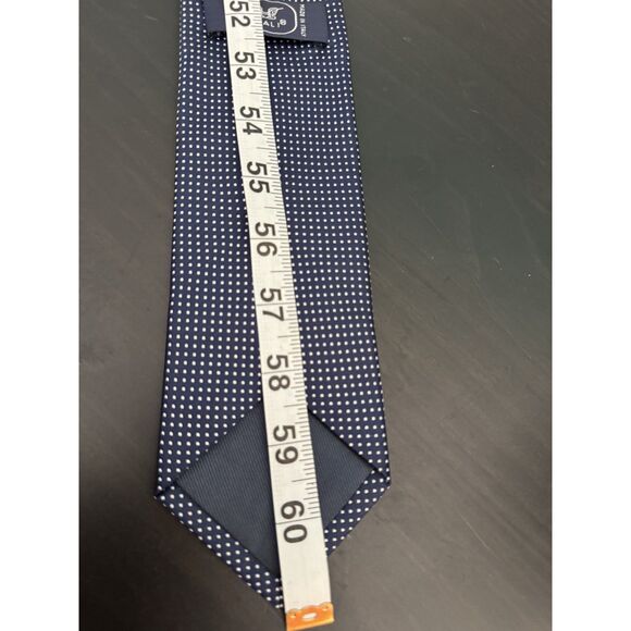 Vitali Italy 100% Silk Handmade Tie Navy Blue White Polka Dot Necktie 58 x 3.25 - Picture 8 of 8